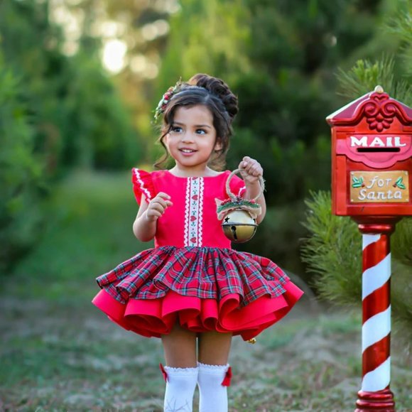 NWT Dollcake Gift of Giving Holiday Plaid Tartan Christmas Dress Girls sz 12 - Picture 4 of 4